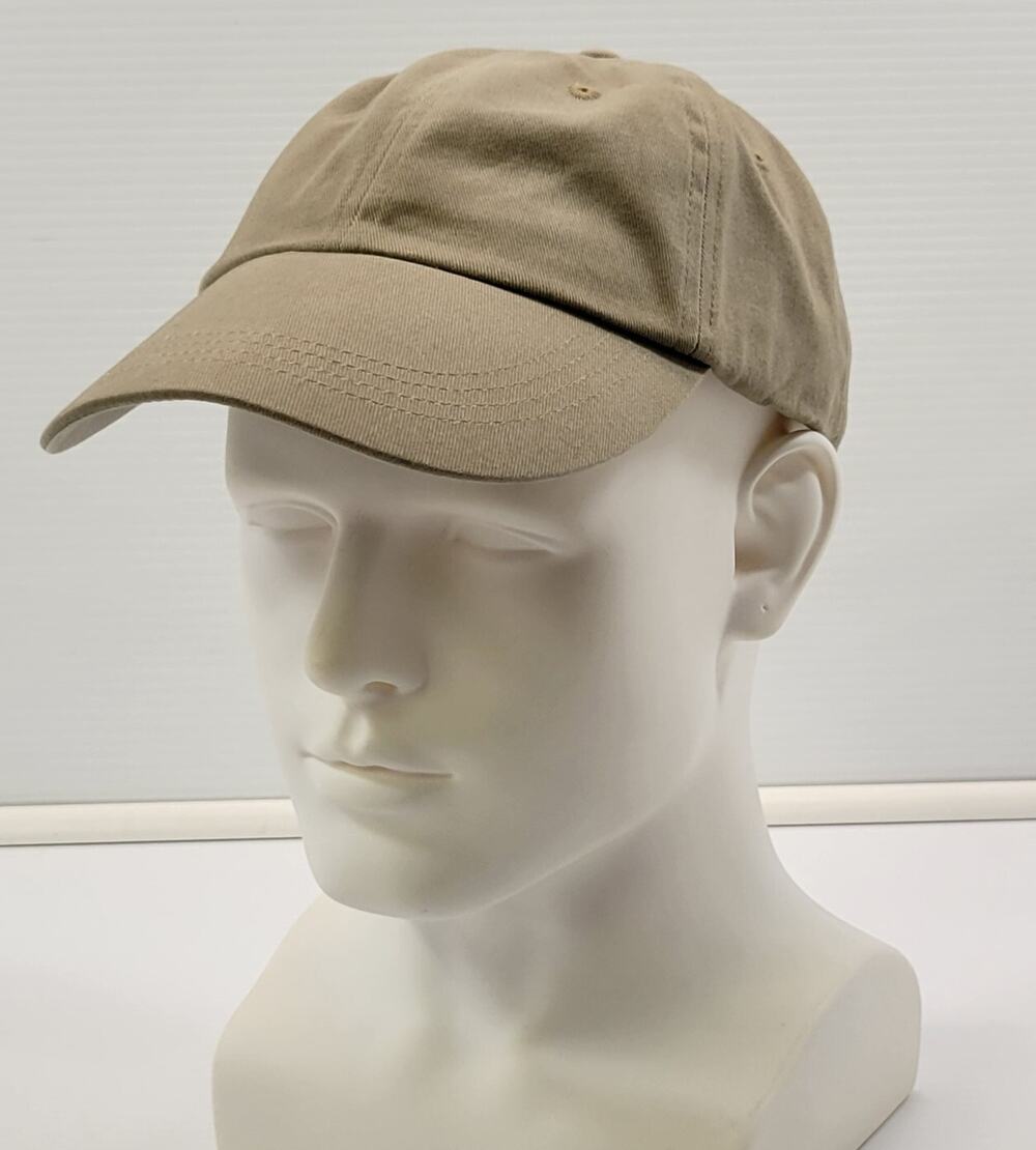 L) Anvil Strapback Dad Baseball Cap Hat Beige Tan 100% Cotton